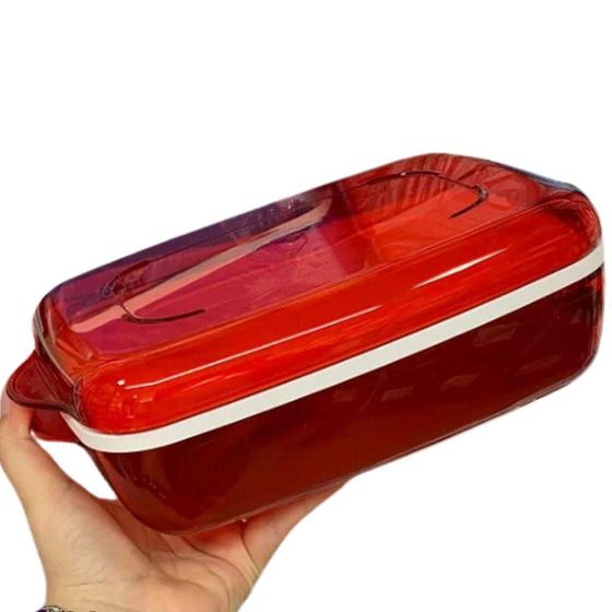 Imagem de Travessa Tupperware Microplus Retangular Vermelha 1,7 Litros