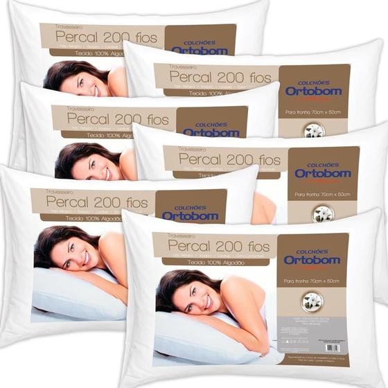 Travesseiro 100% Algodão 200 Fios Ortobom - Kit 6 Unidades - Barros Baby Store Menor preço em Travesseiro 100% Algodão 200 Fios Ortobom - Kit 6 Unidades - Barros Baby Store