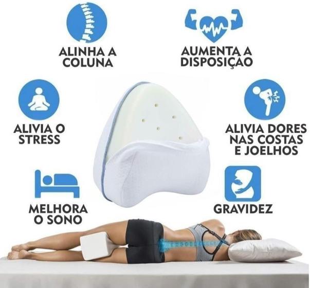 Imagem de Travesseiro Almofada Postura Pernas Pés Joelhos Lavável Ortopédico Macio Confortável
