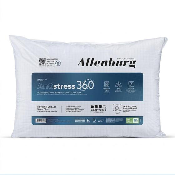 Travesseiro Altenburg Antistress Tech 0,50x0,70m Suporte Médio Com Fios De Carbono Lavável