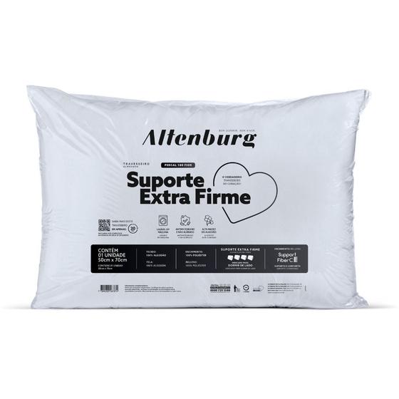 Imagem de Travesseiro Altenburg Suporte Extra Firme 180 Fios Lavável 50cm x 70cm Branco