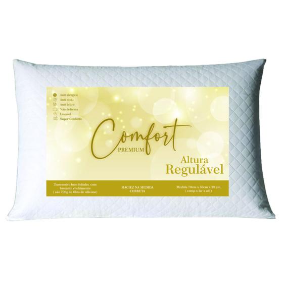Imagem de Travesseiro Alto 20cm de Altura Fibras Select Confortavel Regulavel com Ziper