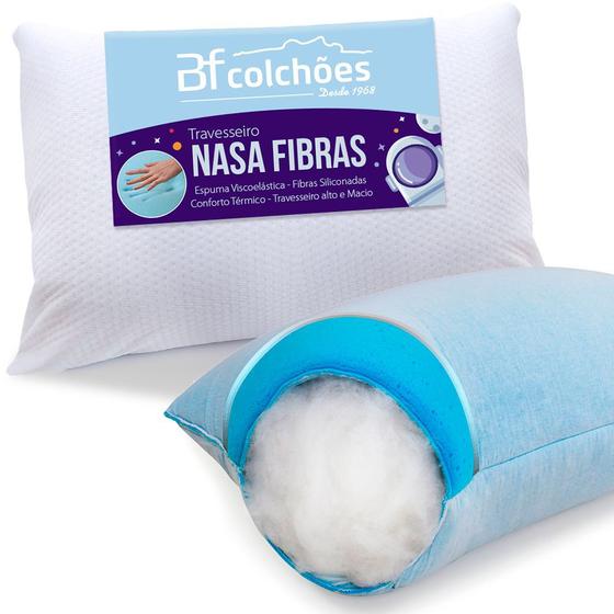 Imagem de Travesseiro Alto de Espuma Nasa com Conforto Térmico Gelsense e Fibra Siliconada Antialérgico - BF Colchões