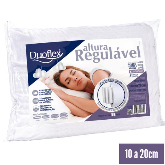 Travesseiro Altura Regulável 50x70cm de 10 a 20cm Duoflex - RE1103 Menor preço em Travesseiro Altura Regulável 50x70cm de 10 a 20cm Duoflex - RE1103