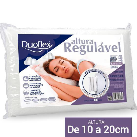 Imagem de Travesseiro Altura Regulável De 10 a 20cm 50x70cm Duoflex - RE1103