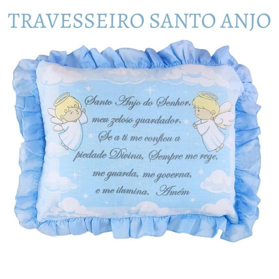 Imagem de Travesseiro Bebê Oração do Santo Anjo do Senhor Infantil Macio e Confortável