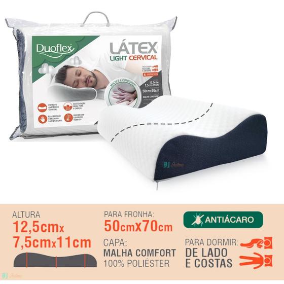 Imagem de Travesseiro Cervical Latéx Light Duoflex - Formato Anatômico - Macio 