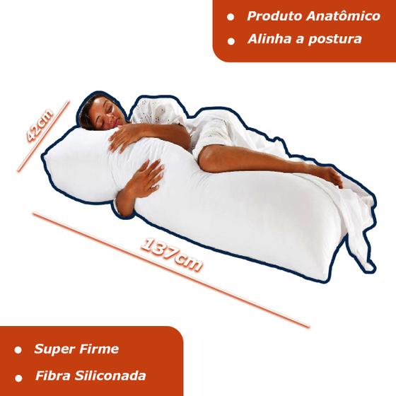 Imagem de Travesseiro Comprido para Corpo Fibra Siliconada 1,37x0,42 Casen Pillow