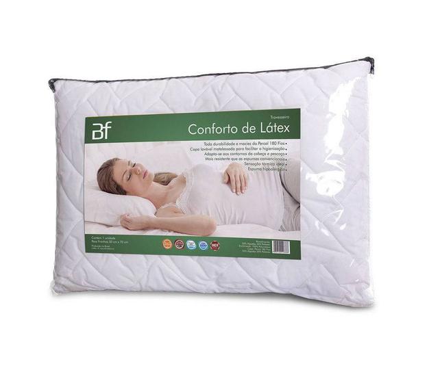 Imagem de Travesseiro Conforto Látex Hipoalérgico Capa Percal 180 Fios