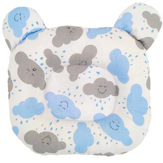 Imagem de Travesseiro de Bebê Anatômico Nuvem Azul Dupla Face