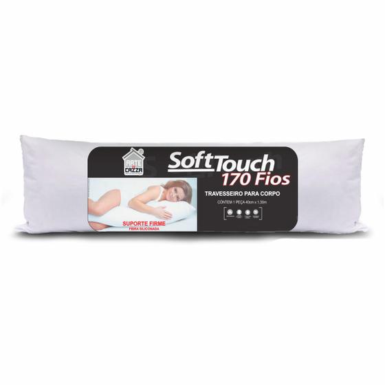 Travesseiro de Corpo 40cm x 1,30m Soft Touch Branco - Arte & Cazza Imagem de Travesseiro de Corpo 40cm x 1,30m Soft Touch Branco