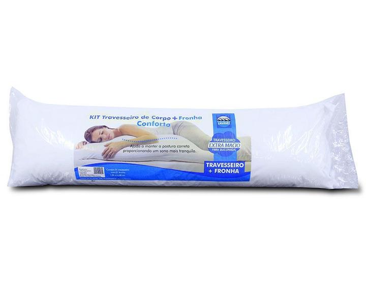 Imagem de Travesseiro de Corpo Antialérgico Fibra Siliconada Extra Macio + Fronha