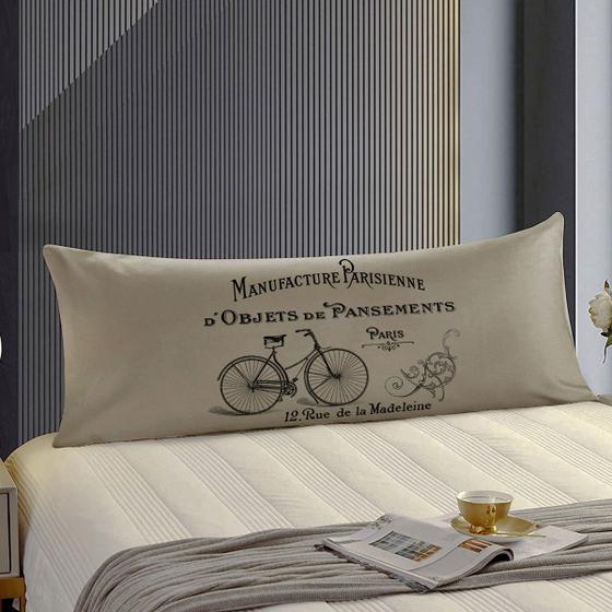 Imagem de Travesseiro De Corpo Body Pillow 40x130cm Suede Bege Vintage French