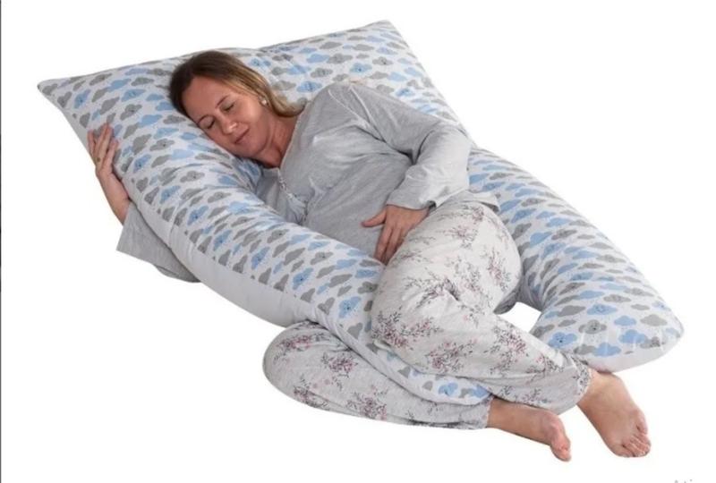 Imagem de Travesseiro de corpo gestante grávida com capa retirável azul