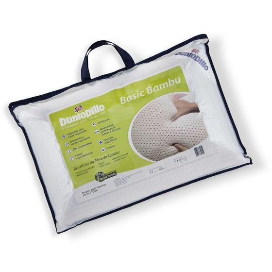 Travesseiro de Látex Basic Queen Dunlopillo c/ Capa de Fibra de Bambu