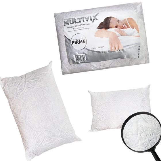 Imagem de Travesseiro de Poliéster Multivix Mácio Suporte Firme com Capa Matelada 50cm x 70cm - Branco