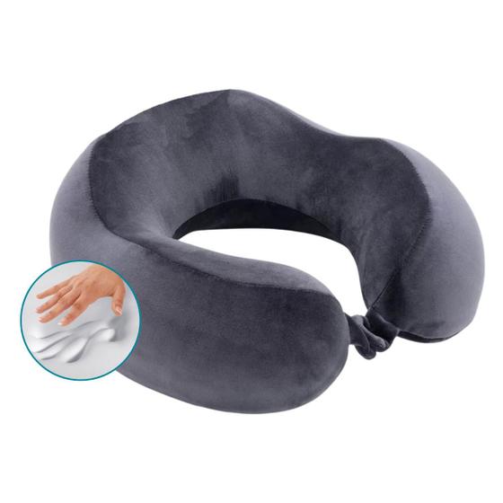Travesseiro de Viagem Apoio de Pescoço Visco Nasa Ergonômico Anatômico Capa Removível com botão Cinza - Viva Conforto Menor preço em Travesseiro de Viagem Apoio de Pescoço Visco Nasa Ergonômico Anatômico Capa Removível com botão Cinza - Viva Conforto