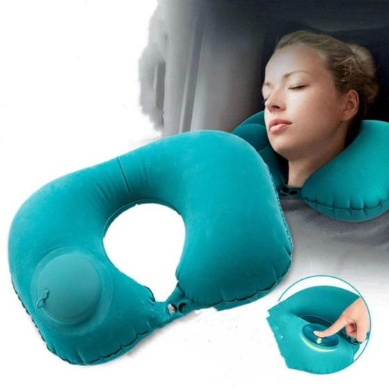 Imagem de Travesseiro De Viagem Avião Inflável Super Leve Portátil Pescoço Travesseiro U-Forma Automática Inflável Cervical Travesseiro