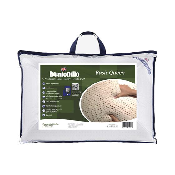 Travesseiro Dunlopillo Basic Queen, 100 Látex, Firme, 050 x 070 cm