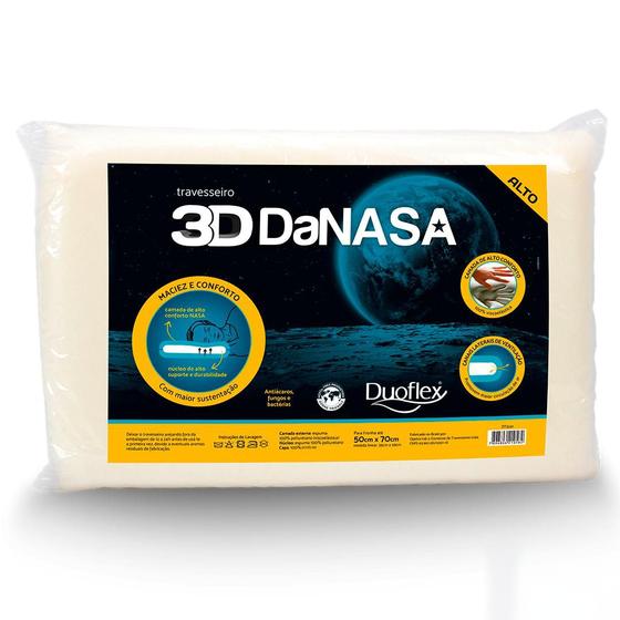 Imagem de Travesseiro Duoflex 3D DaNasa Alto Espuma Viscoelástica