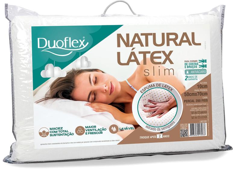 Imagem de Travesseiro Duoflex Látex Natural Slim Antiácaro Lavável