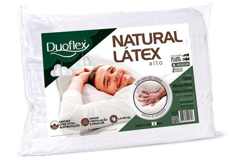Travesseiro Duoflex Natural Látex 50x70x16cm Menor preço em Travesseiro Duoflex Natural Látex 50x70x16cm
