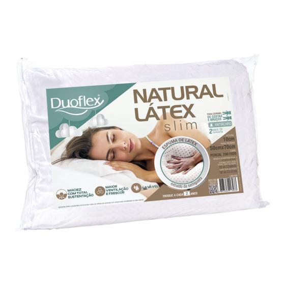 Imagem de Travesseiro Duoflex Natural Látex Slim 10 cm, para fronha 50 x 70 cm