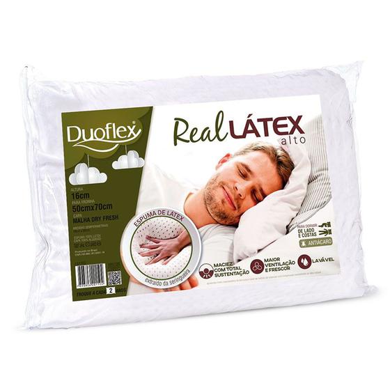 Imagem de Travesseiro Duoflex Real Látex Alto 16 cm, para fronha 50 x 70 cm