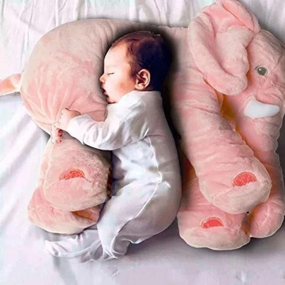 Imagem de Travesseiro Elefante Pelúcia Almofada Bebê 60cm Antialérgico