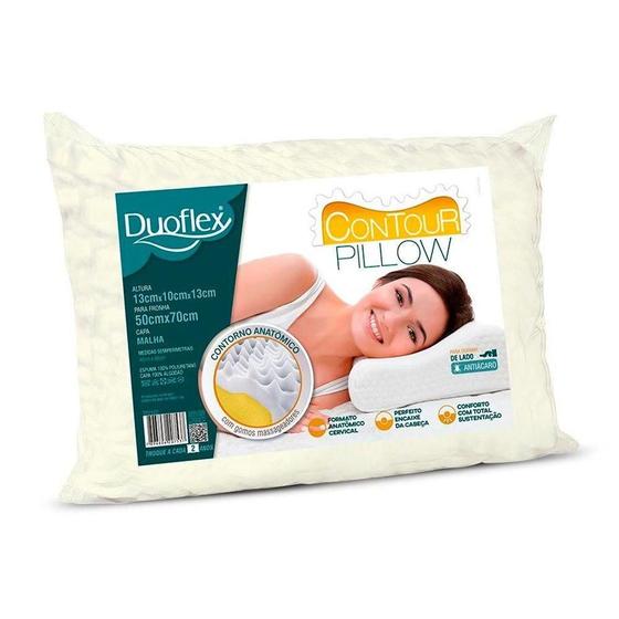 Imagem de Travesseiro Espuma Aerada Contour Pillow TP2102 c/ Capa de Algodão p/Fronha (50x70) - Duoflex
