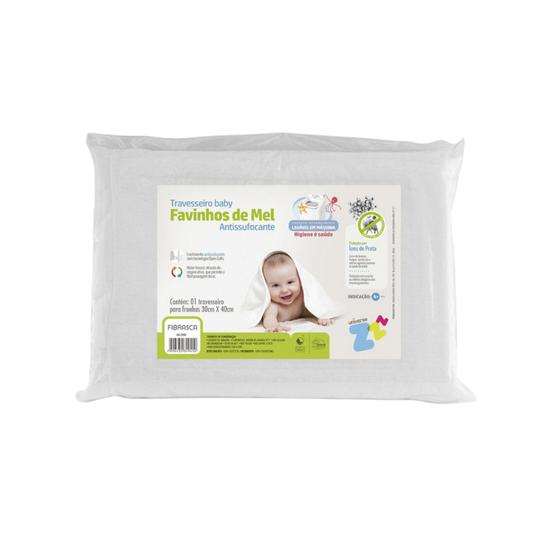 Imagem de Travesseiro Favinhos Baby Antissufocante Lavável Revestimento Fibrasca Branco 30x40 cm