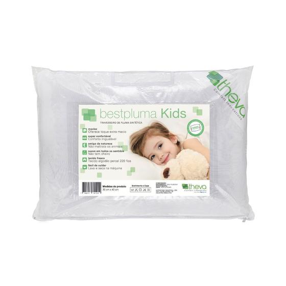 Imagem de Travesseiro Infantil Bestpluma Kids 40x30 cm Plumas Sintéticas Theva