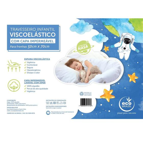 Imagem de Travesseiro Infantil Nasa Antialérgico Com Capa Impermeável