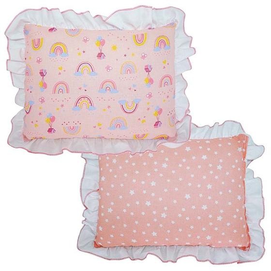 Imagem de Travesseiro Infantil para Bebê Com Babado Decorado 28 x 35cm - Incomfral Bublim