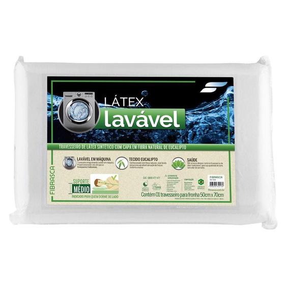 Imagem de Travesseiro Látex Eucaliptus Lavável  p/Fronha (50x70) - Fibrasca