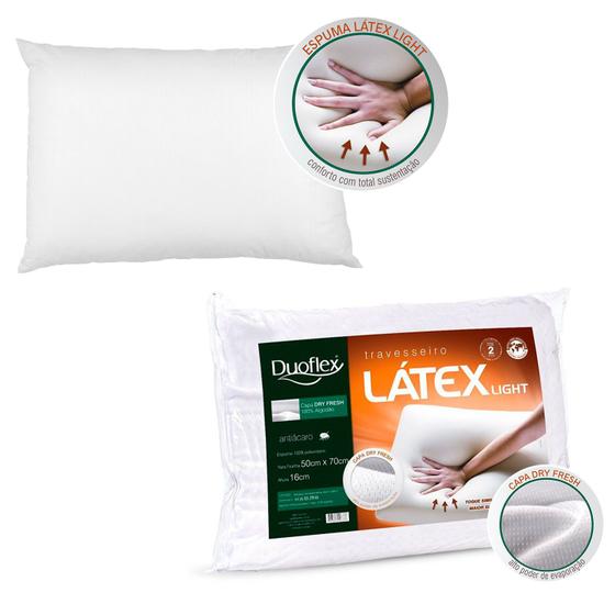 Travesseiro Látex LIGHT 40x68x16CM Forro 100% Algodão Menor preço em Travesseiro Látex LIGHT 40x68x16CM Forro 100% Algodão