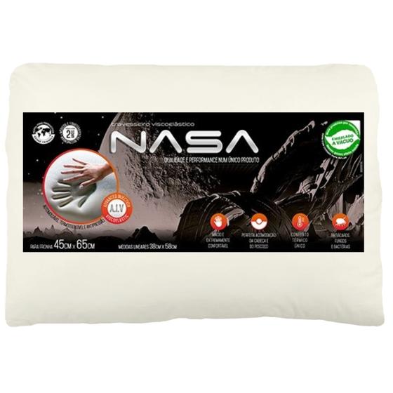 Imagem de Travesseiro Nasa Antiácaro Formato Plano Algodão 45x65cm Branco Duoflex