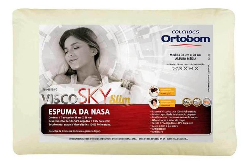 Imagem de Travesseiro Nasa Antialérgico Visco Sky Slim 01 Peça Ortobom - Barros Baby Store