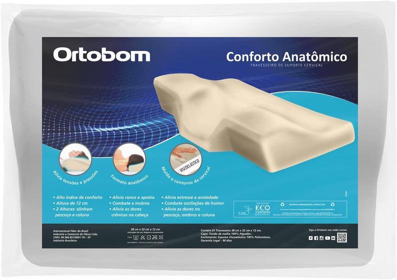 Travesseiro Nasa Cervical Anatômico Viscoelástico Ortopédico Ortobom ...