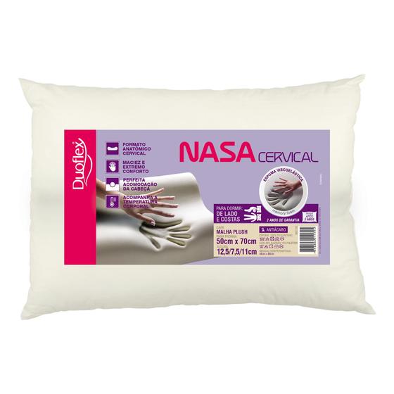 Imagem de Travesseiro Nasa Cervical Ortopédico Para Dormir de Lado ou Costas - Duoflex NN2109