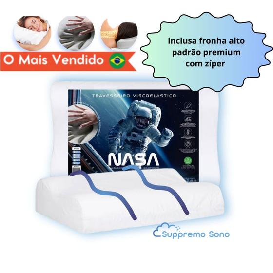 Travesseiro Nasa CERVICAL Viscoelastico Alto Conforto Anatômico Ortopédico Capa com zíper