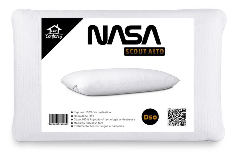 Imagem de Travesseiro Nasa Memory Visco Alto Scout Tecnologia Fios de Carbono Anti-estresse 100% Visco - Lar Conforto