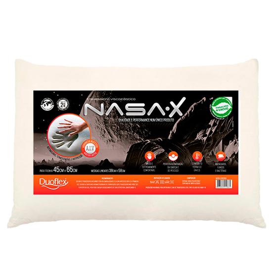 Travesseiro Nasa-X Viscoelástico Antiácaro Espuma de Memória Duoflex Menor preço em Travesseiro Nasa-X Viscoelástico Antiácaro Espuma de Memória Duoflex