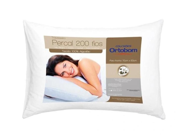 Travesseiro Ortobom Percal 200 Fios em Algodão 50x70cm Branco Menor preço em Travesseiro Ortobom Percal 200 Fios em Algodão 50x70cm Branco