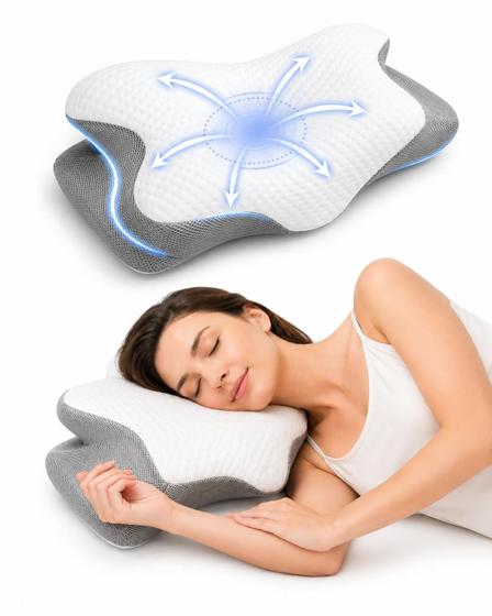 Travesseiro Ortopédico Cervical Alívio dor Pescoço Japones Espuma Viscoelástica Dormir Costas Lado