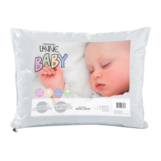 Imagem de Travesseiro Para Bebê 40cm x 30cm Antialérgico 140 Fios 100% Algodão - LAVIVE