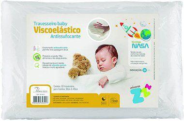 Imagem de Travesseiro para Bebe infantil Antissufocante Nasa Baby Fibrasca Branco 30x40
