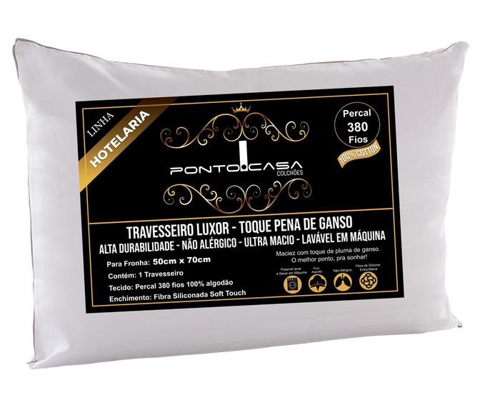 Travesseiro Percal 380 Fios Toque Plumas de Ganso Hotel 5 estrelas