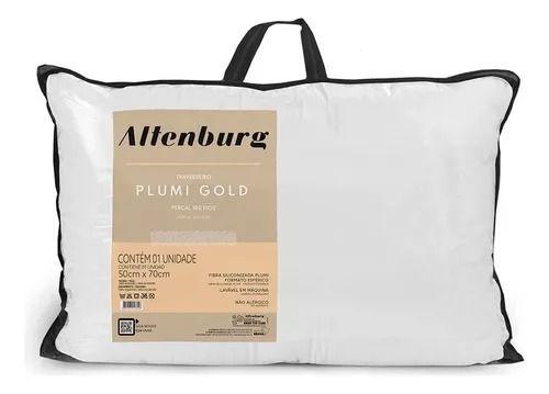 Imagem de Travesseiro Plumi Gold Suporte Firme Altenburg 50cm x 70cm Percal 180 fios Toque de Plumas