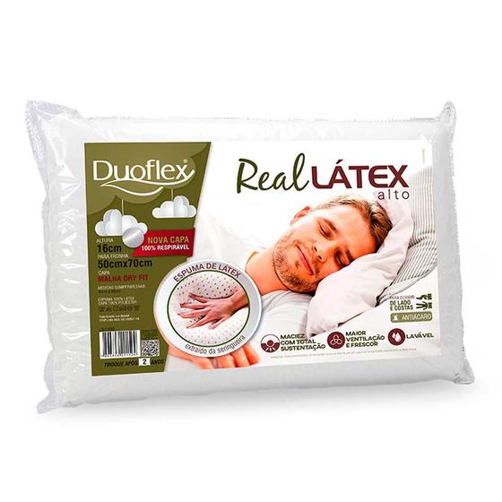Travesseiro Real Látex Alto 16cm - Duoflex 50x70cm Menor preço em Travesseiro Real Látex Alto 16cm - Duoflex 50x70cm